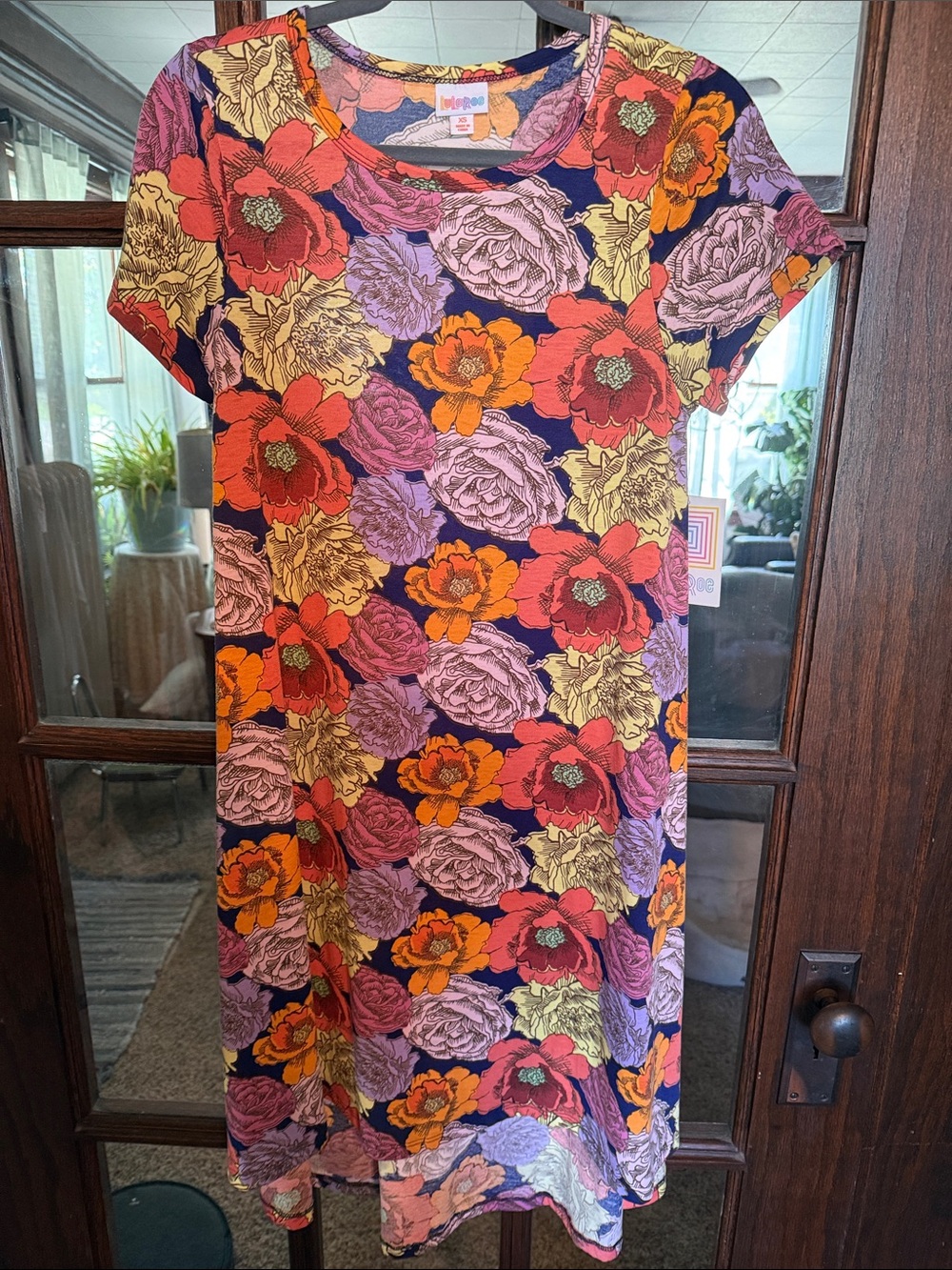 LuLaRoe Floral Midi Dress in Navy, Red, Purple, Orange, Cream